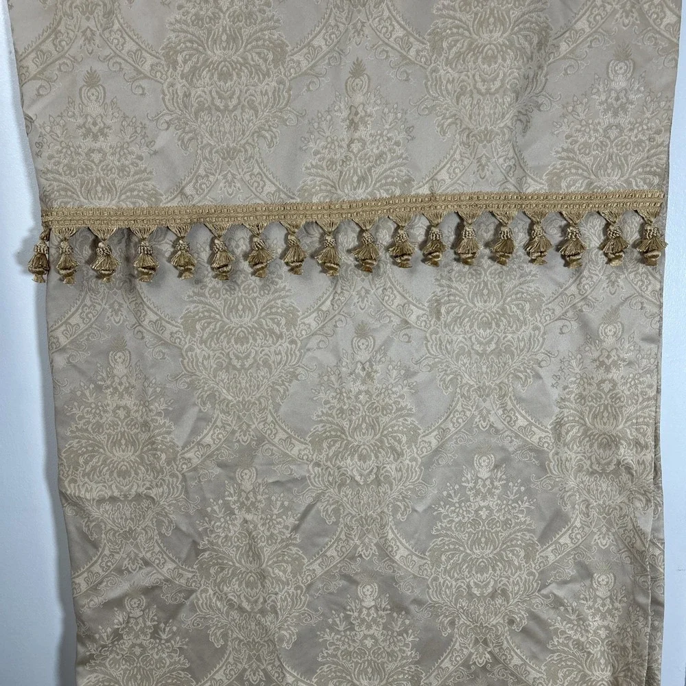 CROSCILL CARLISLE GOLD FABRIC SHOWER CURTAIN 70 X 73‎ VALANCE FRINGES 1414